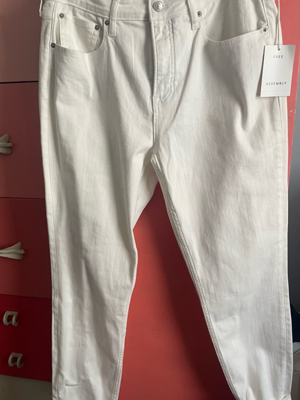 High Rise White Skinny Jeans size 14
